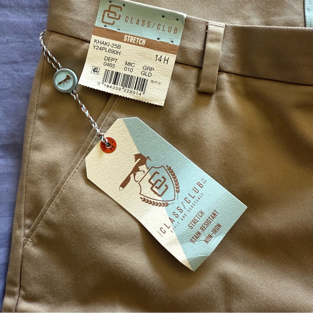 Class Club Boys Stretch Dress Pants Khaki 14H – New with Tags - Picture 7 of 10